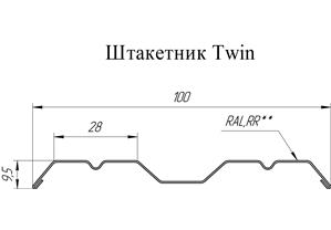 Размеры металлического штакетника Twin Гранд Лайн